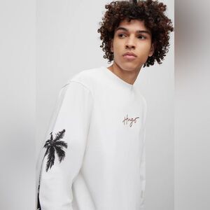 Hugo Boss COTTON-JERSEY T-SHIRT WITH PALM-TREE ARTWORK AND BRANDING